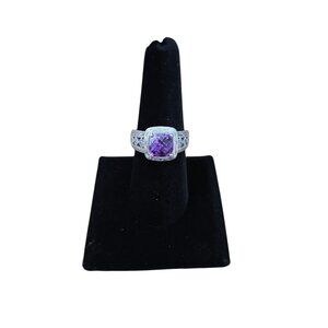 Vintage Tacori 925 Sterling Silver Cushion Cut Amethyst CZ Ring 7.5